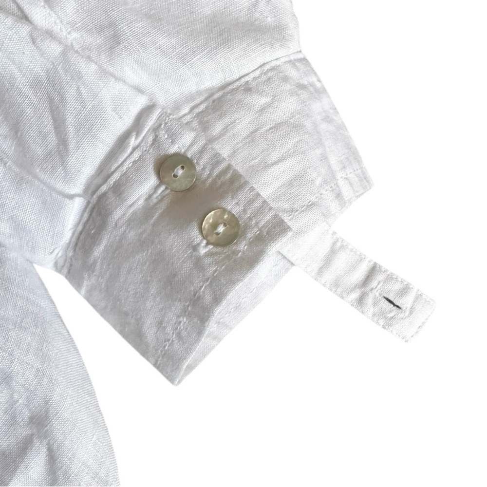 Tahari Button Down Shirt Size 1X NWT White 100% Linen Neutral Beachy Lightweight - Picture 6 of 9